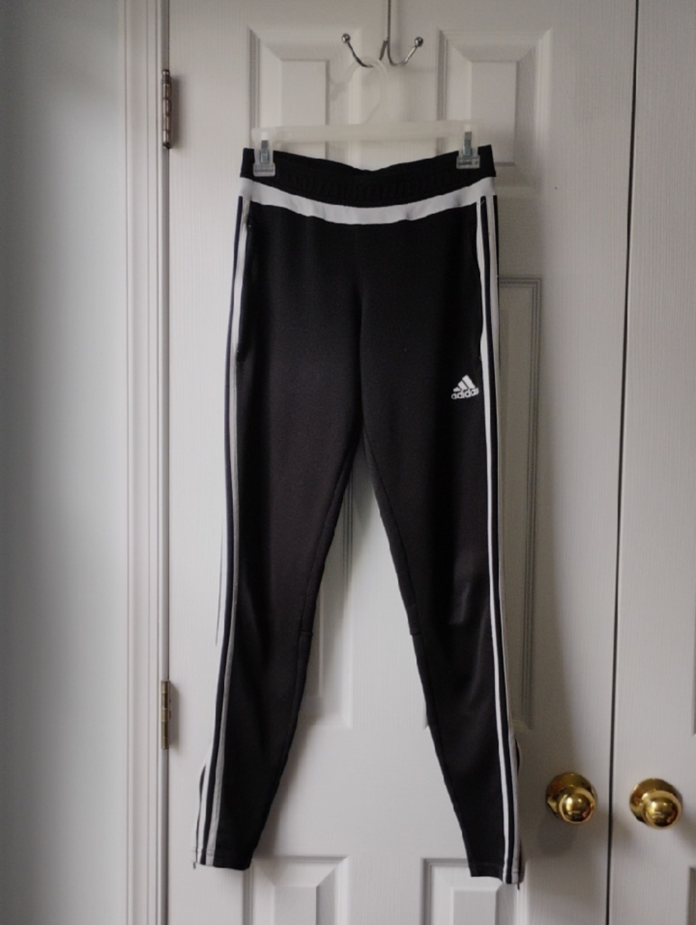 adidas Black Track Pants with White Side Stripes